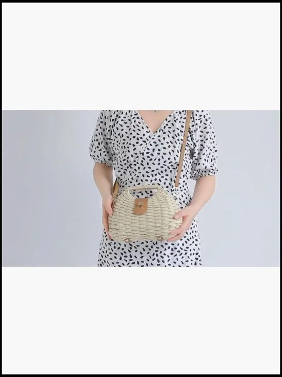 Boho Straw Clutch Crossbody Bag Adjustable Strap Summer Beach Purse Elegant - Picture 7 of 7